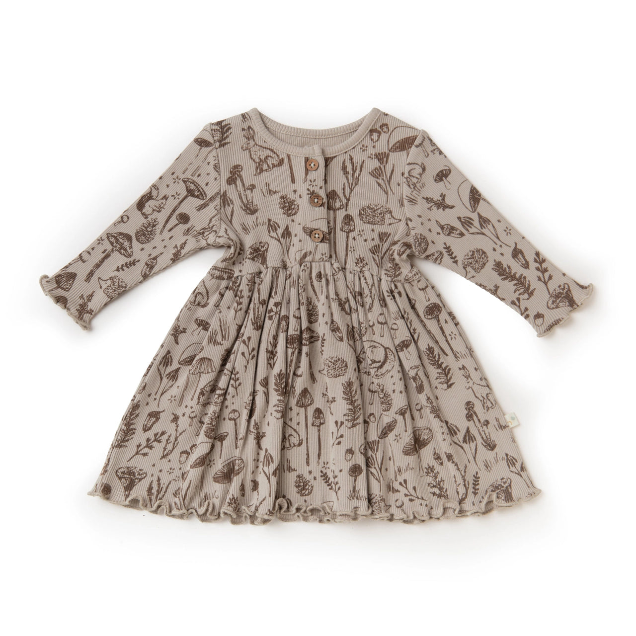 Organic Long Sleeve Twirl Dress - Woodland