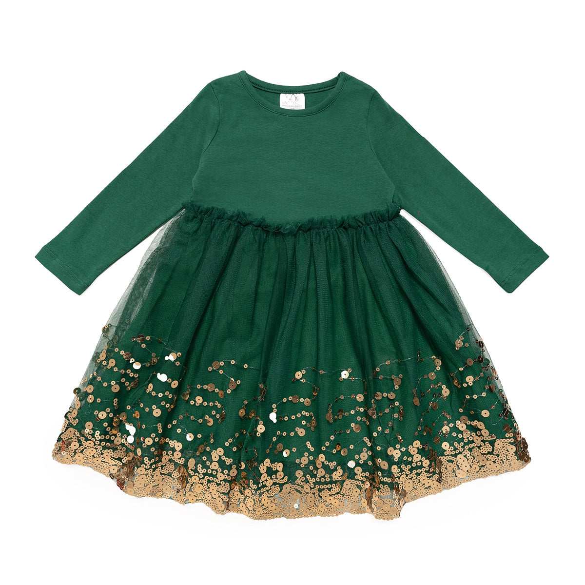 Emerald Sequin Long Sleeve Tutu Dress