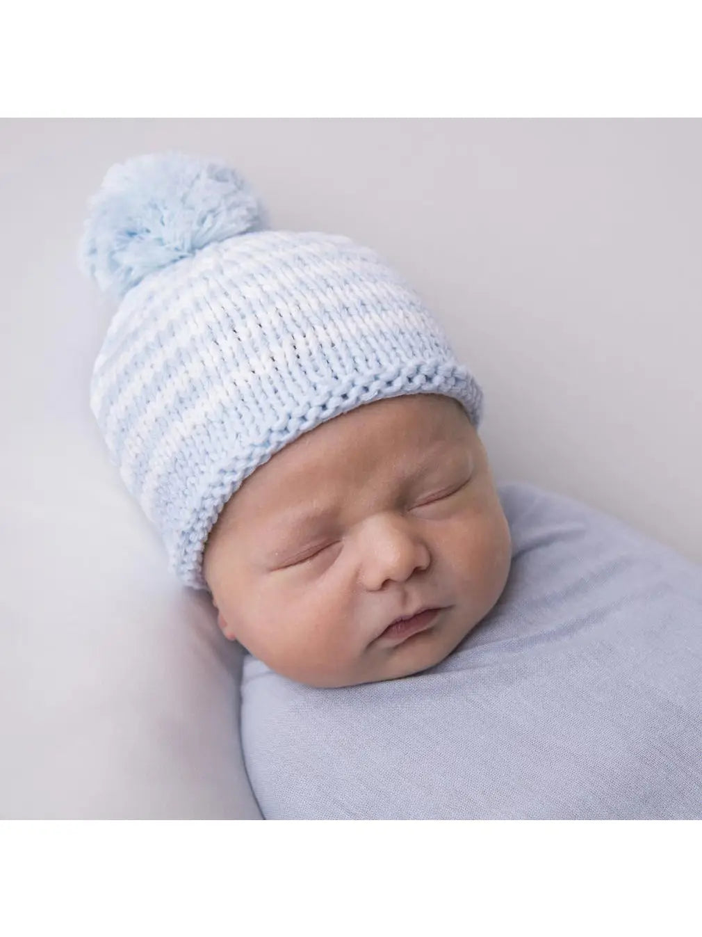 Baby Blue Pom Pom Beanie Hat