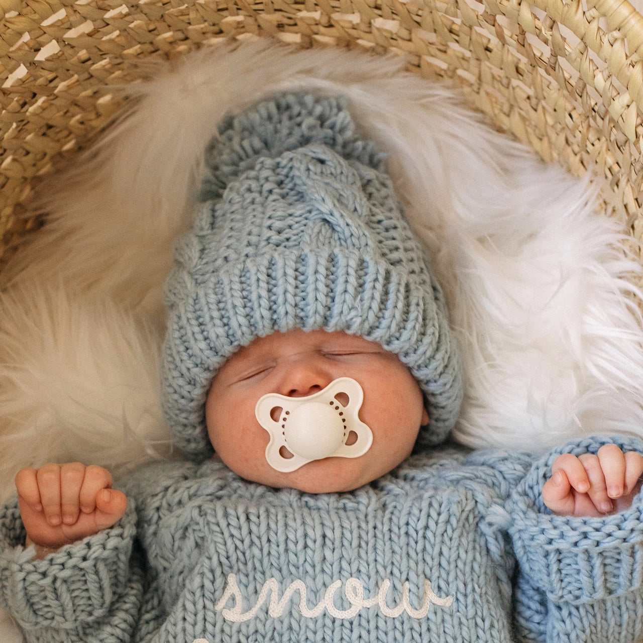 Surf Blue Cable Beanie Hat Baby & Kids
