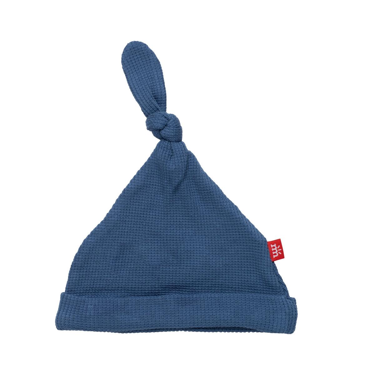 Dark Blue Waffle Knit Knotted Hat