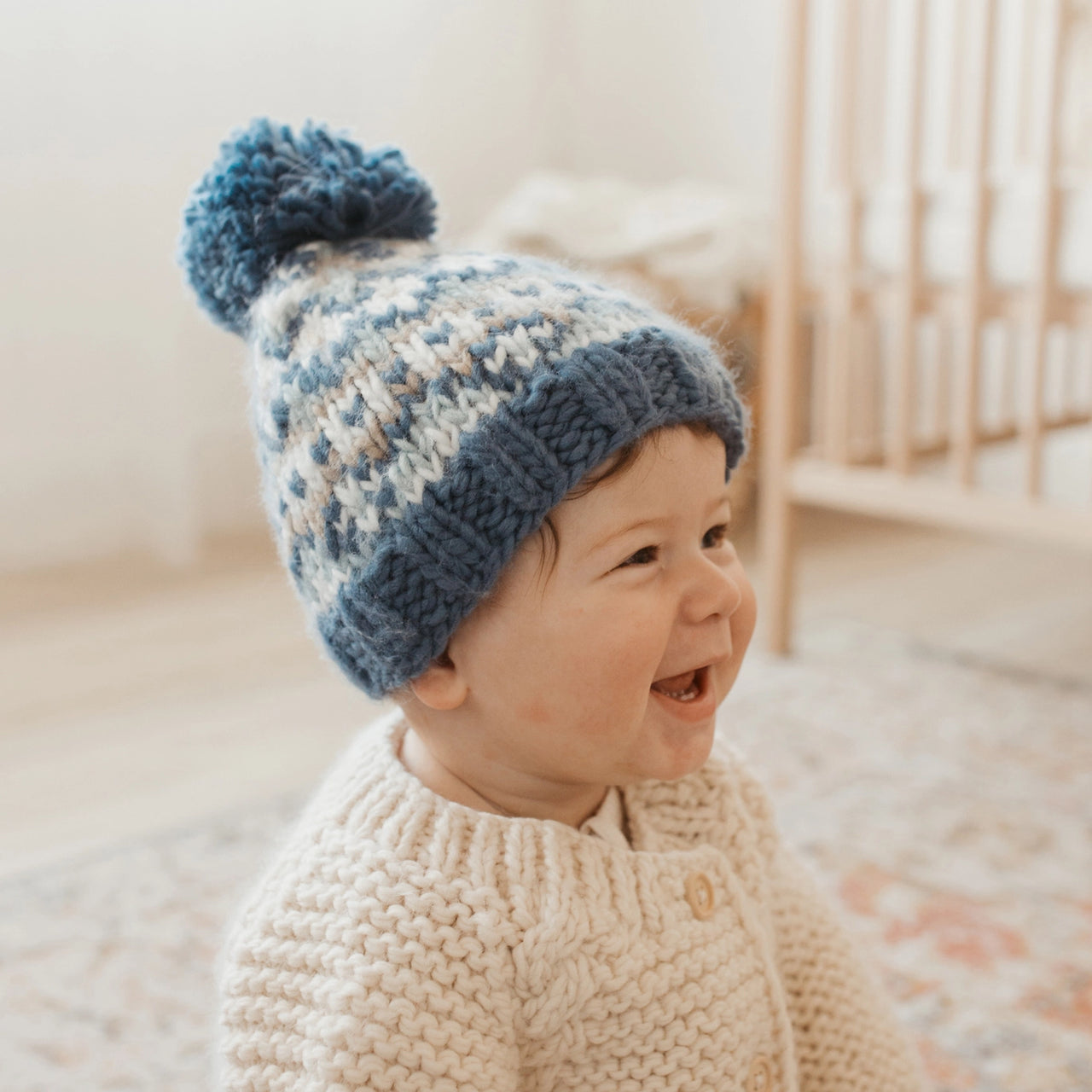 Fairisle Slate Beanie Hat