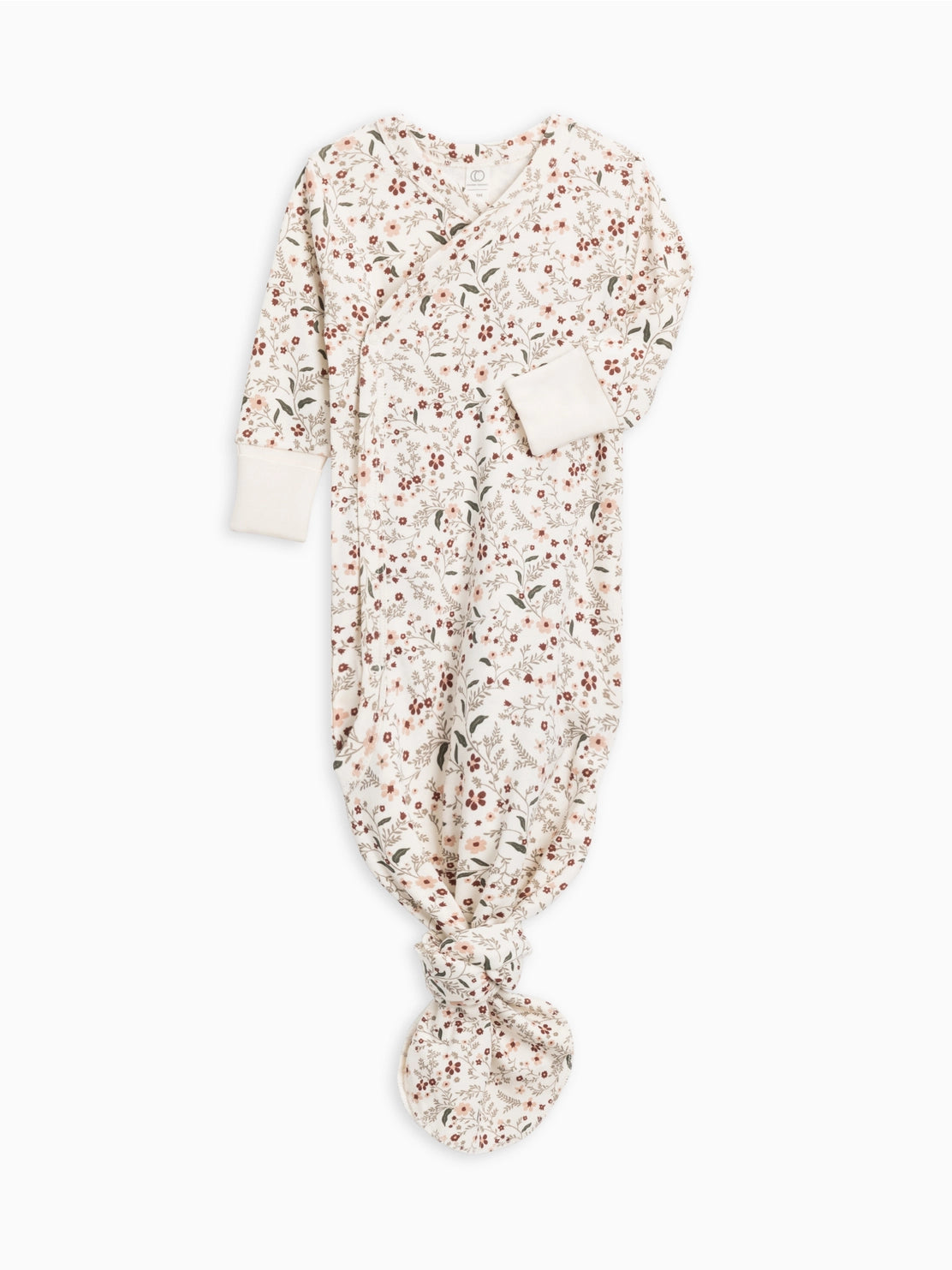 Organic Newborn Indy Kimono Gown- Hailey Floral/Fawn