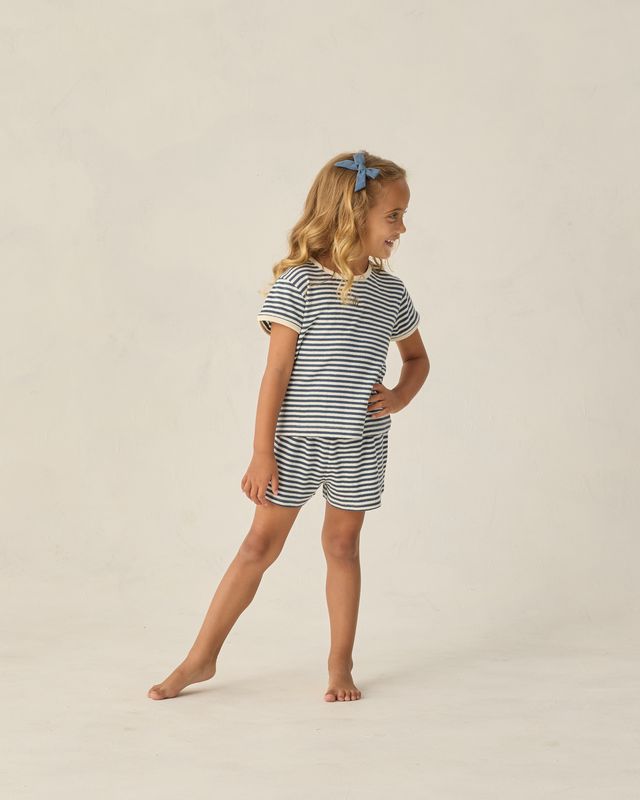 Navy Stripe Pointelle Tee