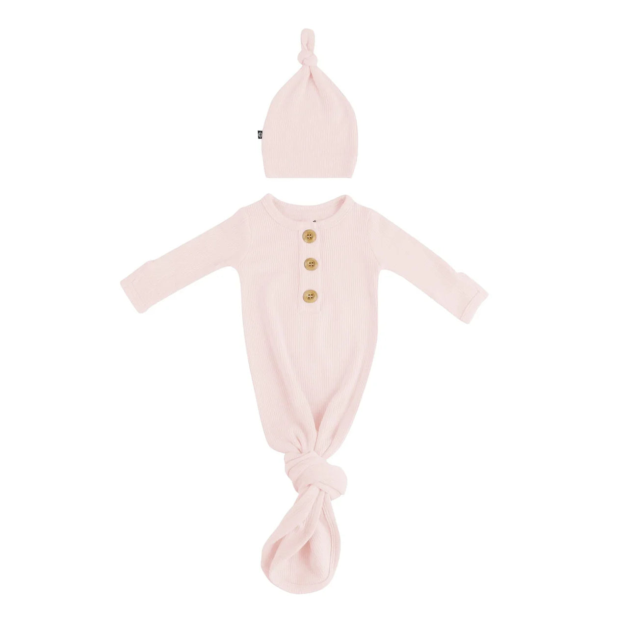 Ribbed Knotted Gown with Hat Set- Blush