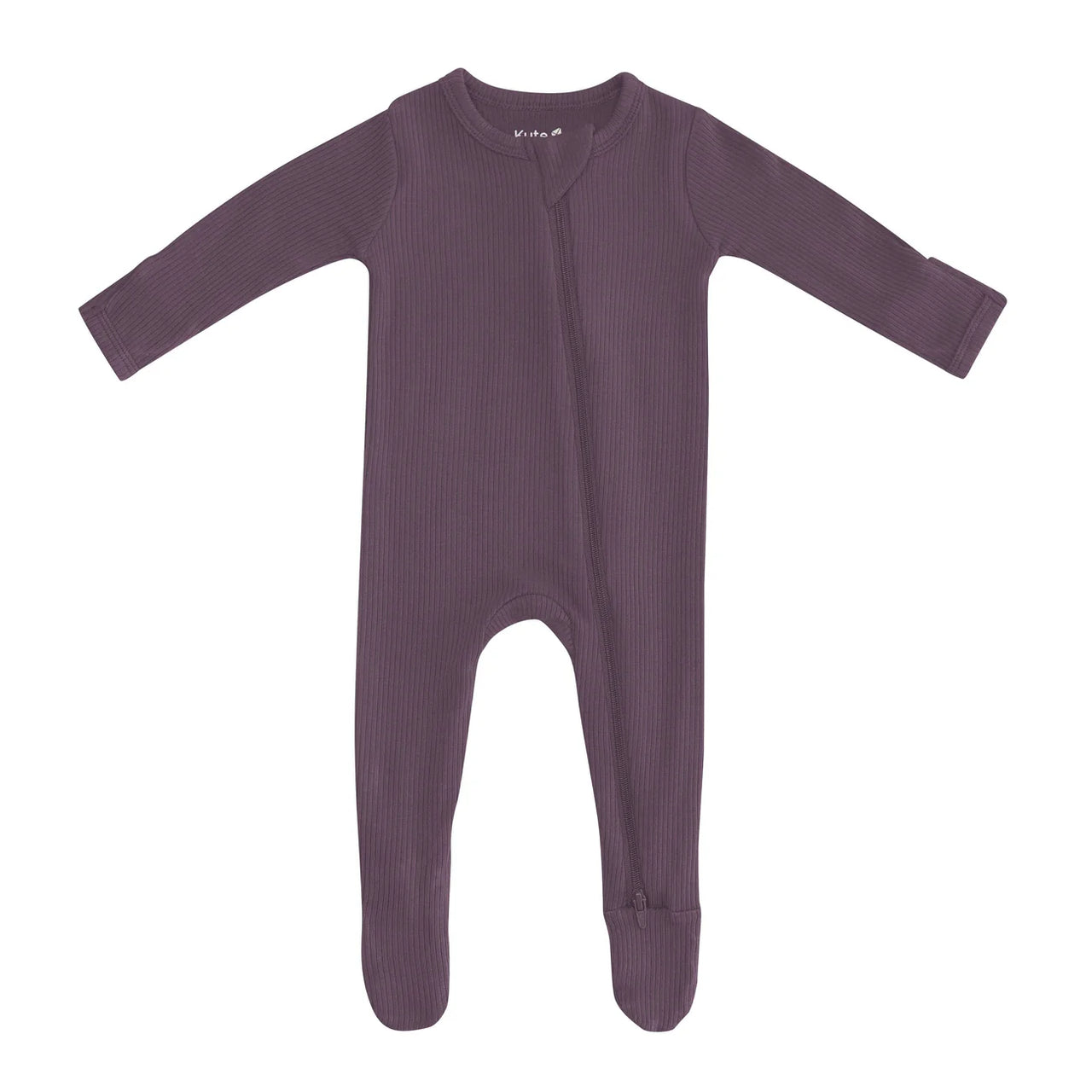 Currant Zippered Ribbed Footie