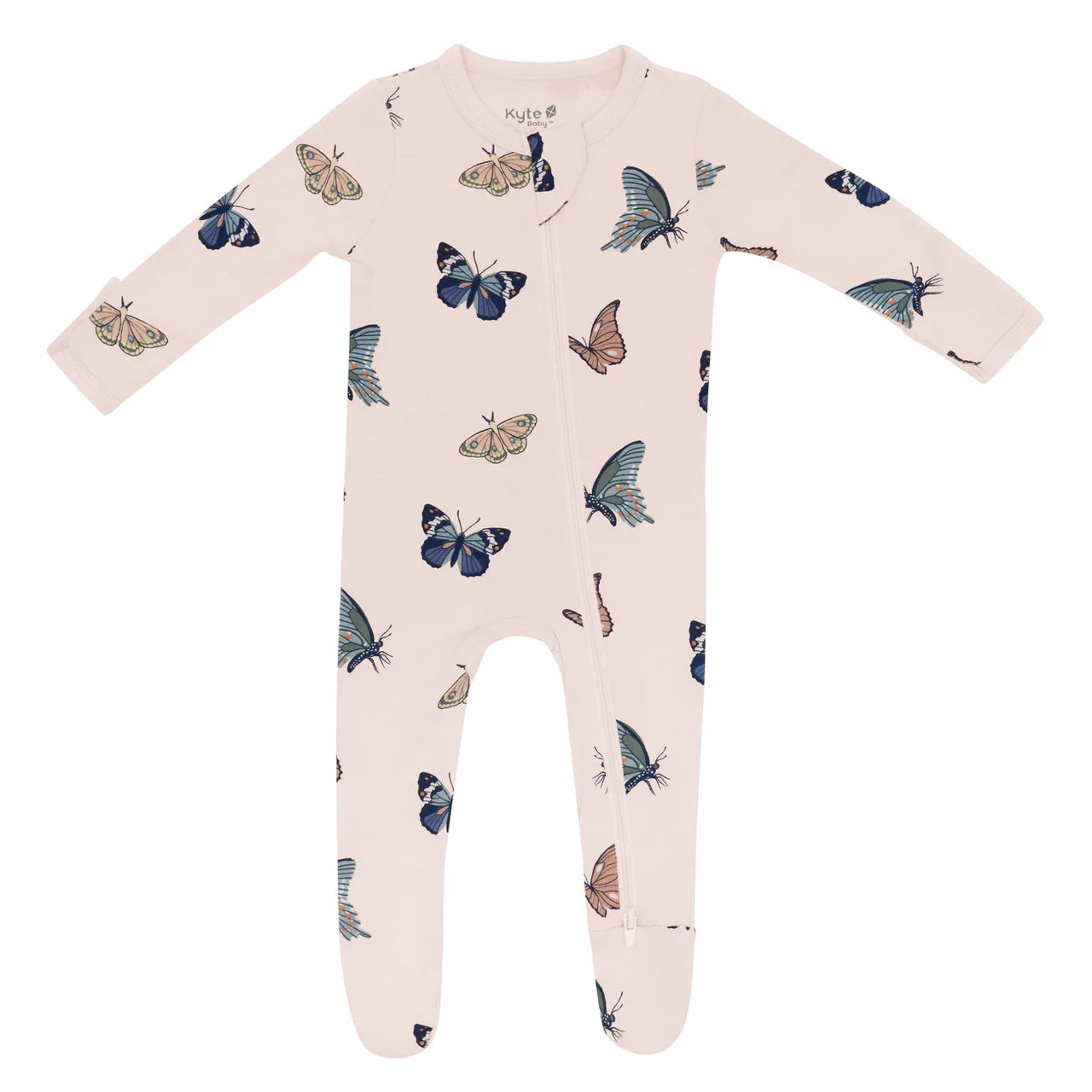 Kyte Baby Zippered Footie - Blush Butterfly Kyte Baby Zippered Footie - Blush Butterfly