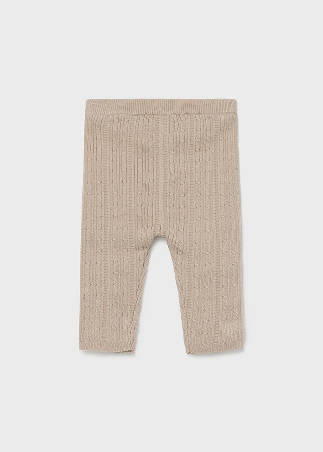 Baby Girl Tan Cable Knit Leggings
