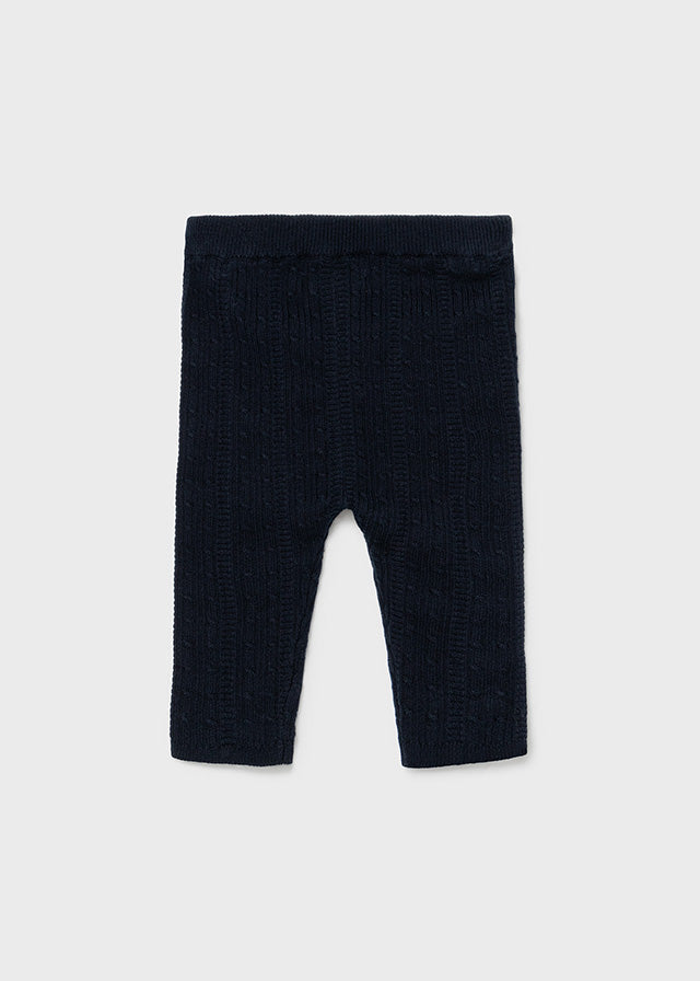 Baby Girl Navy Cable Knit Leggings