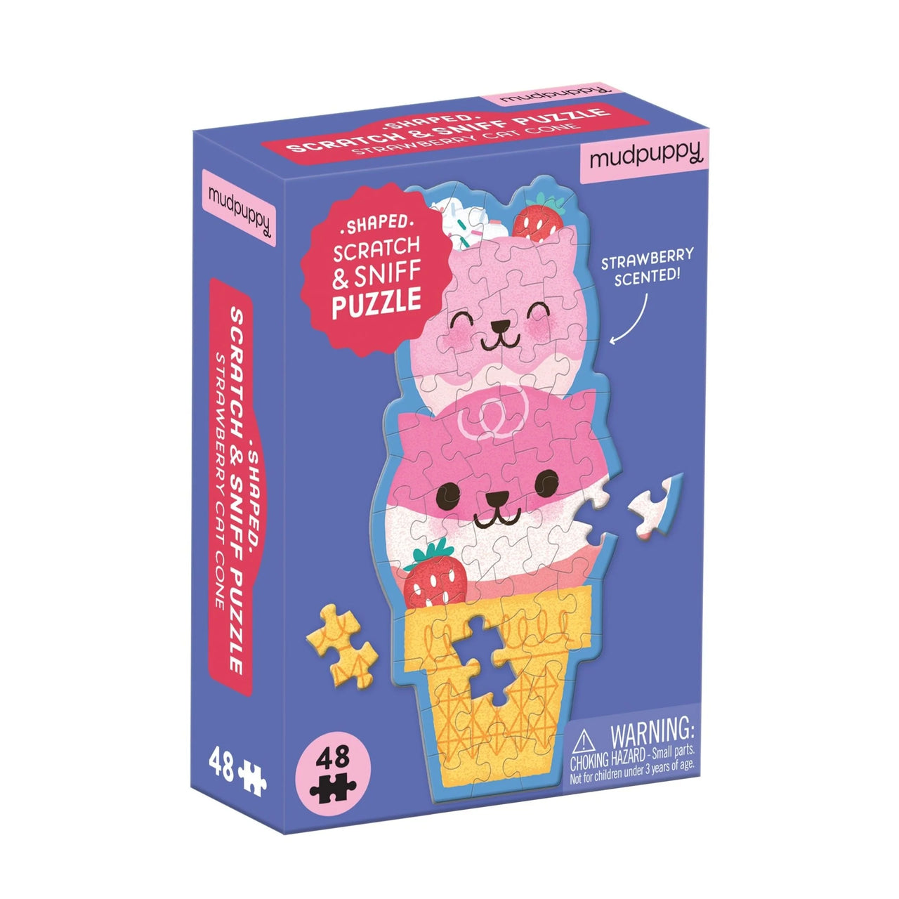 Strawberry Cat Cone 48 Piece Scratch and Sniff Shaped Puzzle