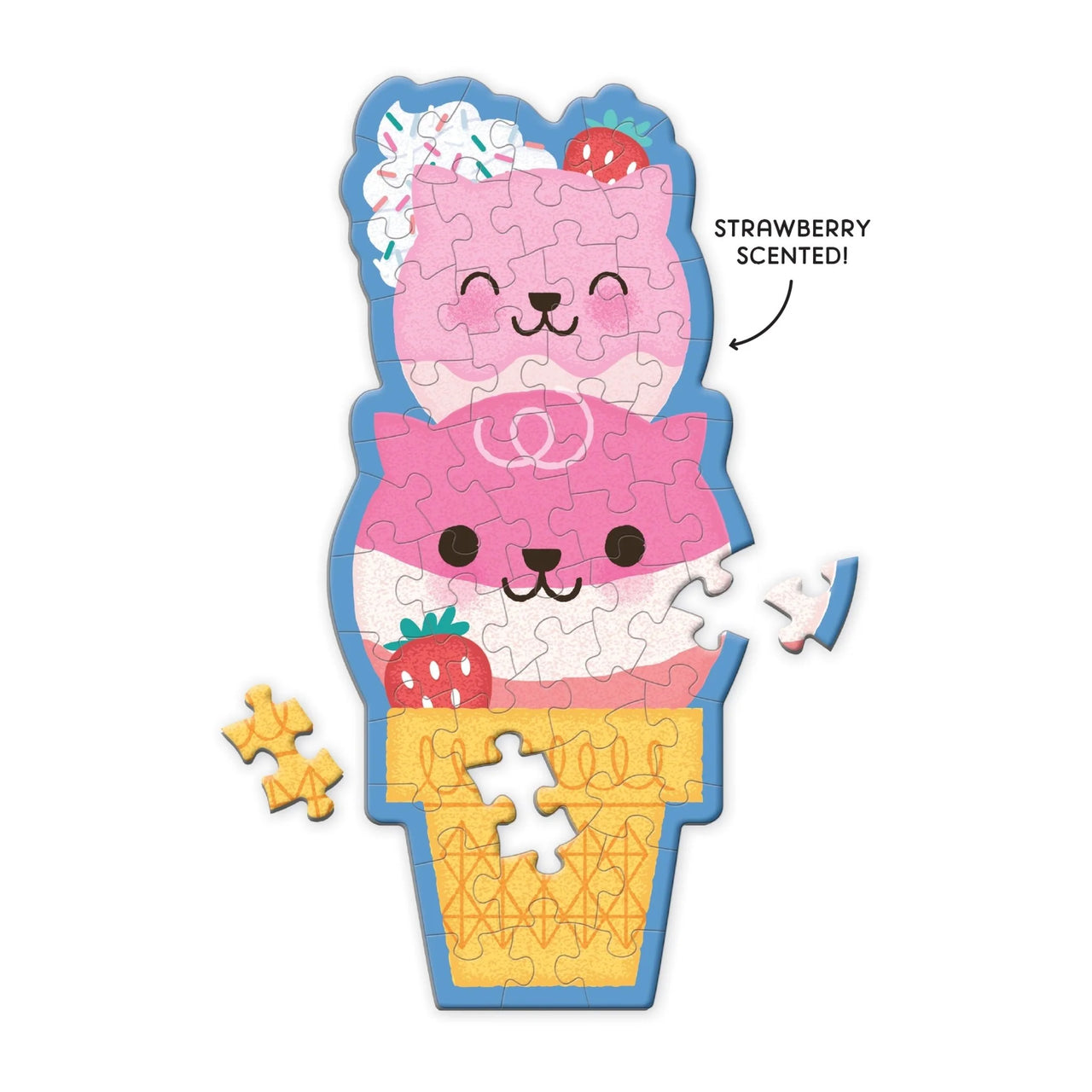 Strawberry Cat Cone 48 Piece Scratch and Sniff Shaped Puzzle