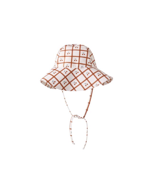 Cherry Check Floppy Swim Hat