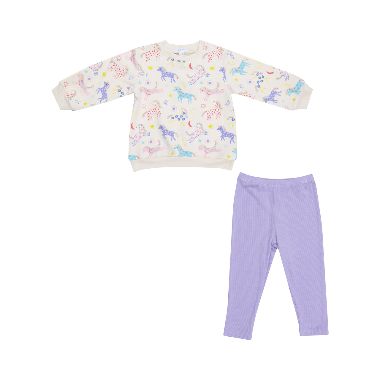 French Terry Puffy Oversized Sweatshirt and Rib Legging- Fun Unicorns