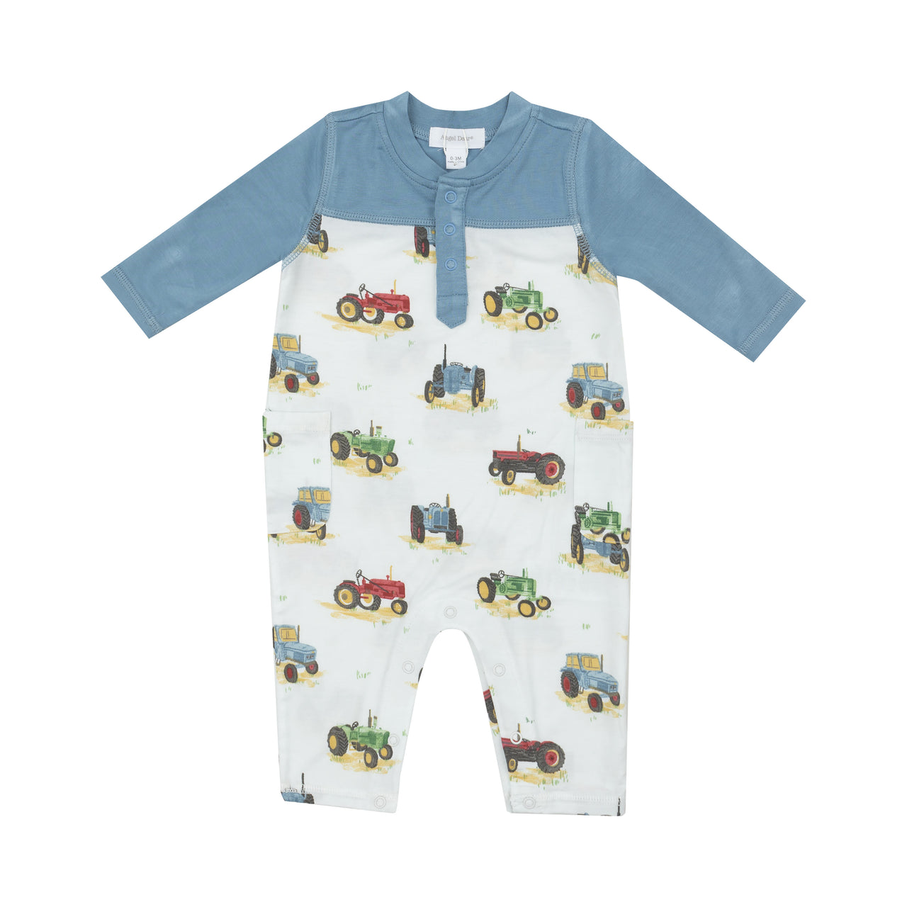 Romper with Contrast Sleeve- Vintage Tractors