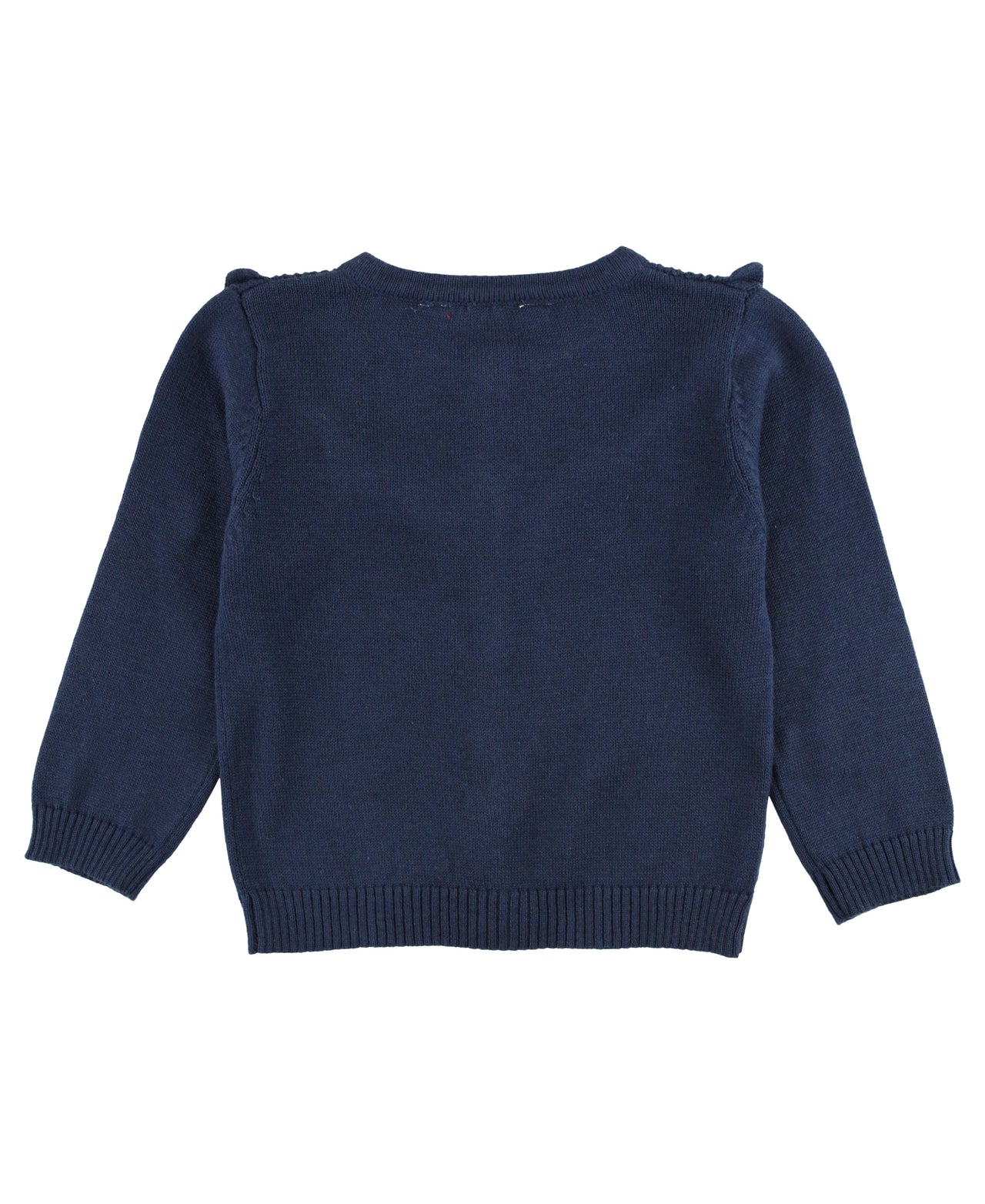 Dark Navy Sweater Knit Ruffle Trim Cardigan