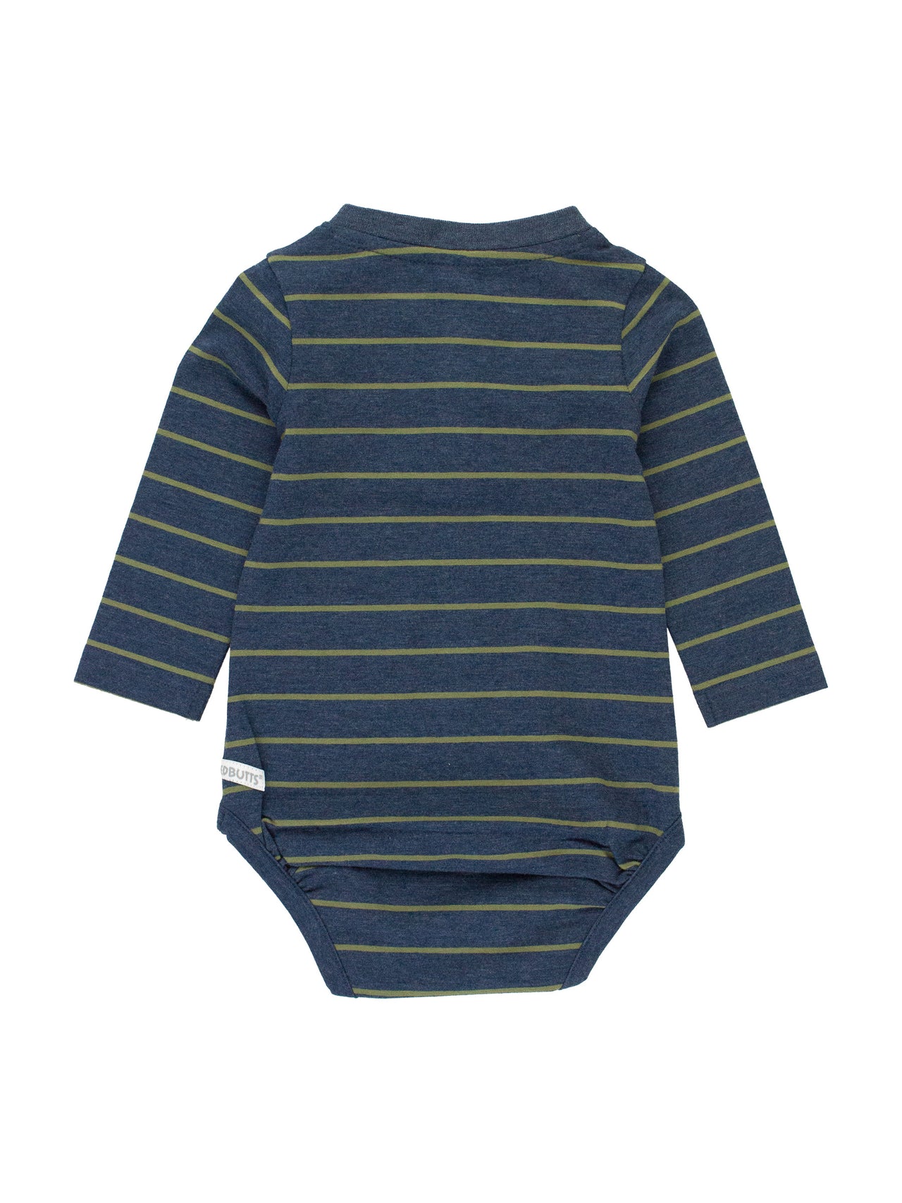 Heather Navy & Dusty Olive Stripe Knit Long Sleeve 2-Button Henley Bodysuit