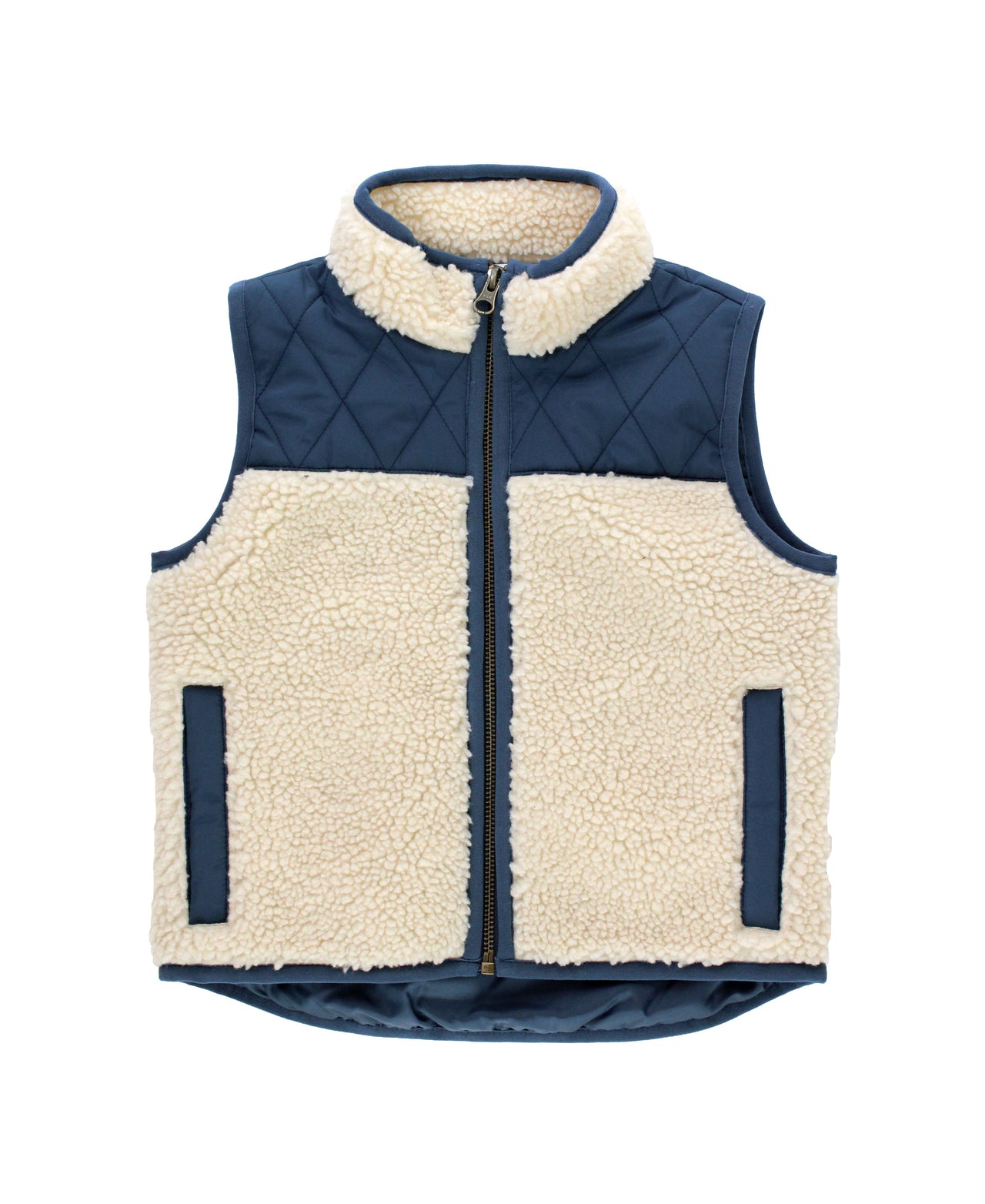 Dark Navy Quilted Sherpa Vest