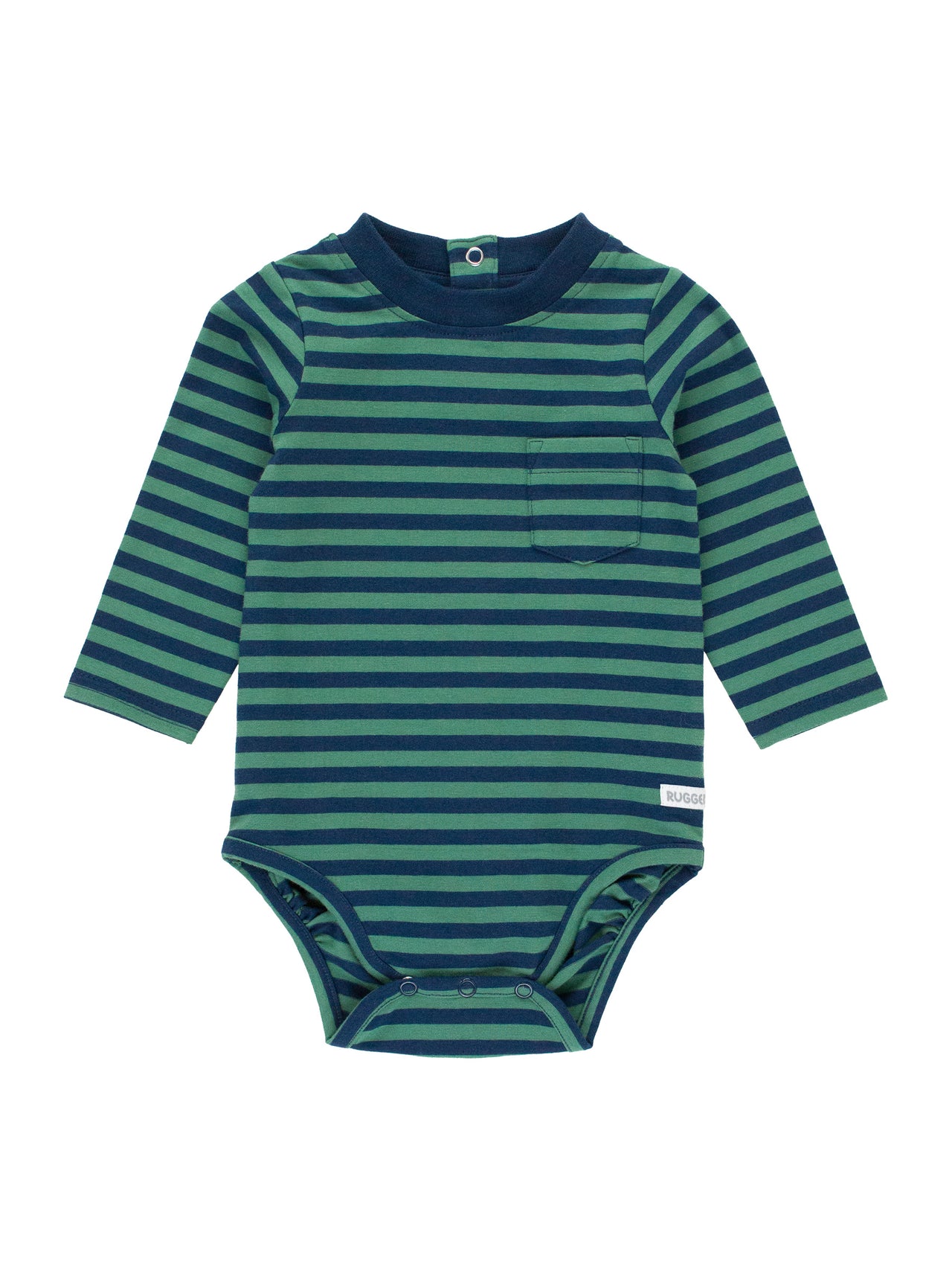 Fir Green & Navy Stripe Crew Neck Pocket Bodysuit