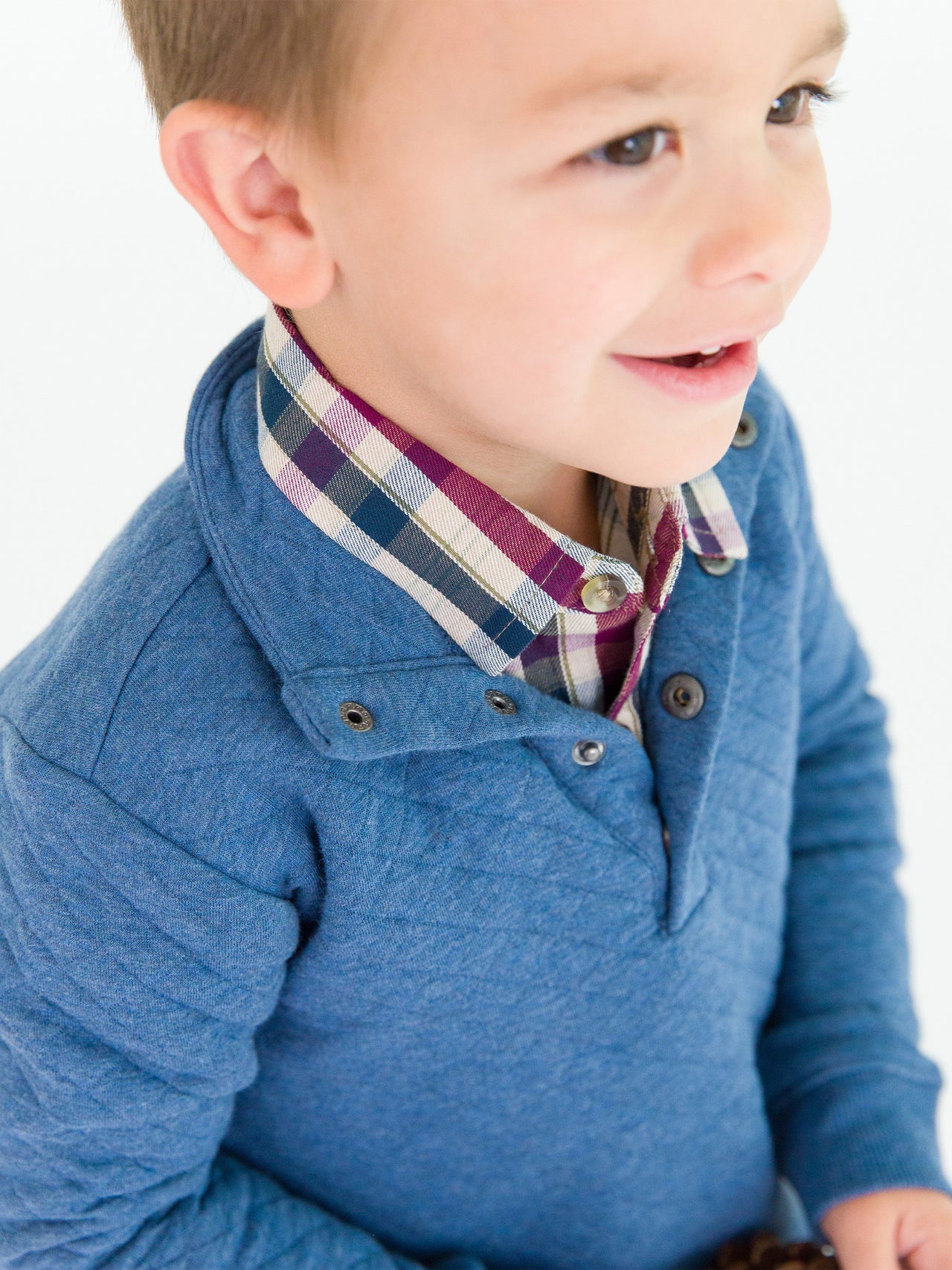 Heather Indigo Quilted Quarter Snap Sweatshirt