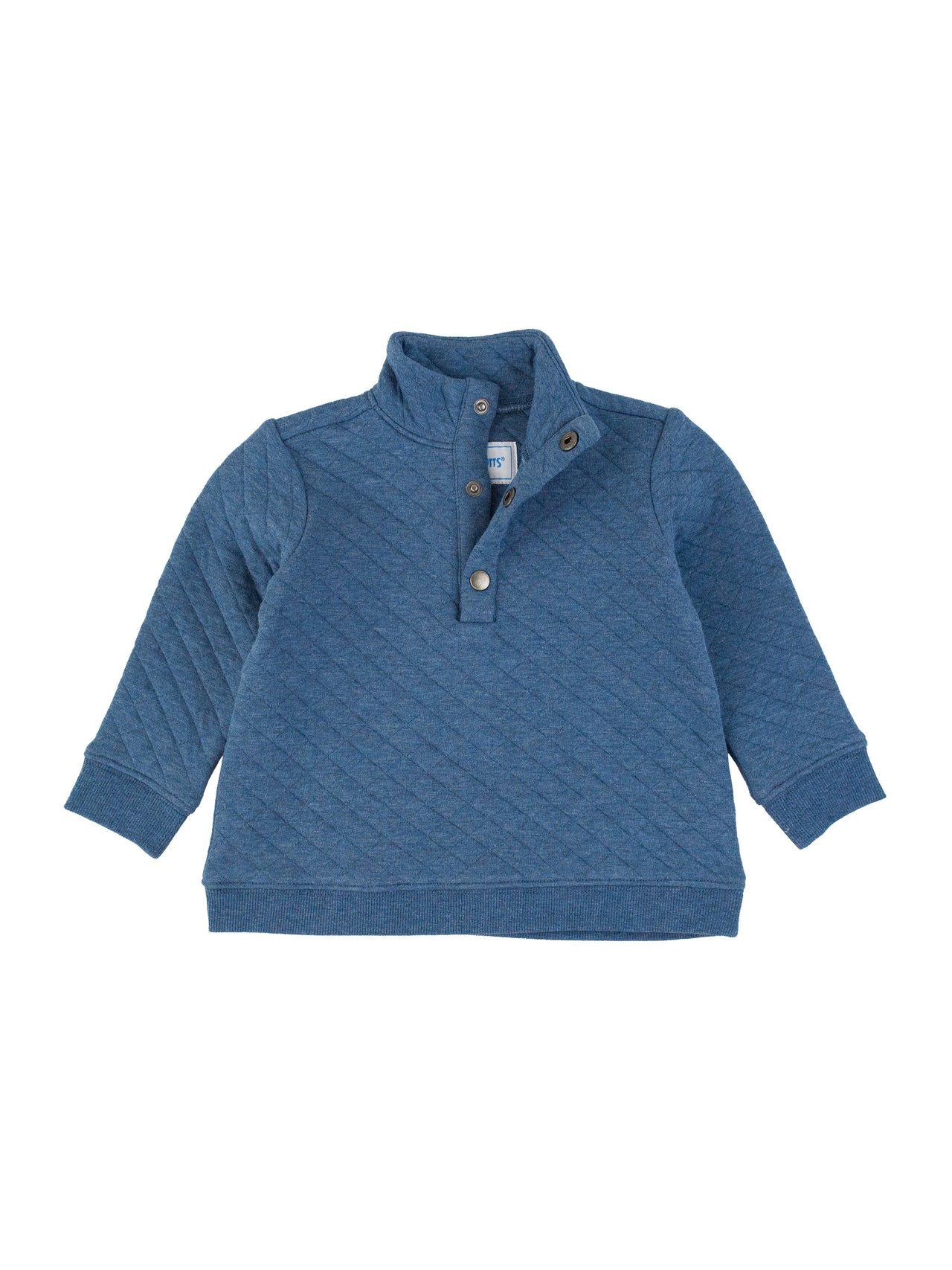 Heather Indigo Quilted Quarter Snap Sweatshirt