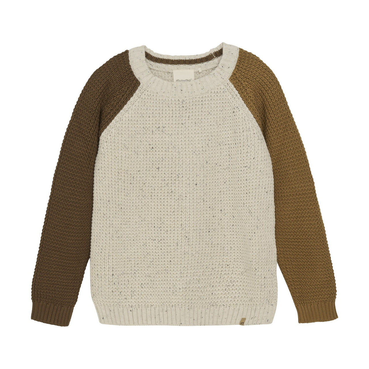 Color Block Knit Sweater- Beige Melange