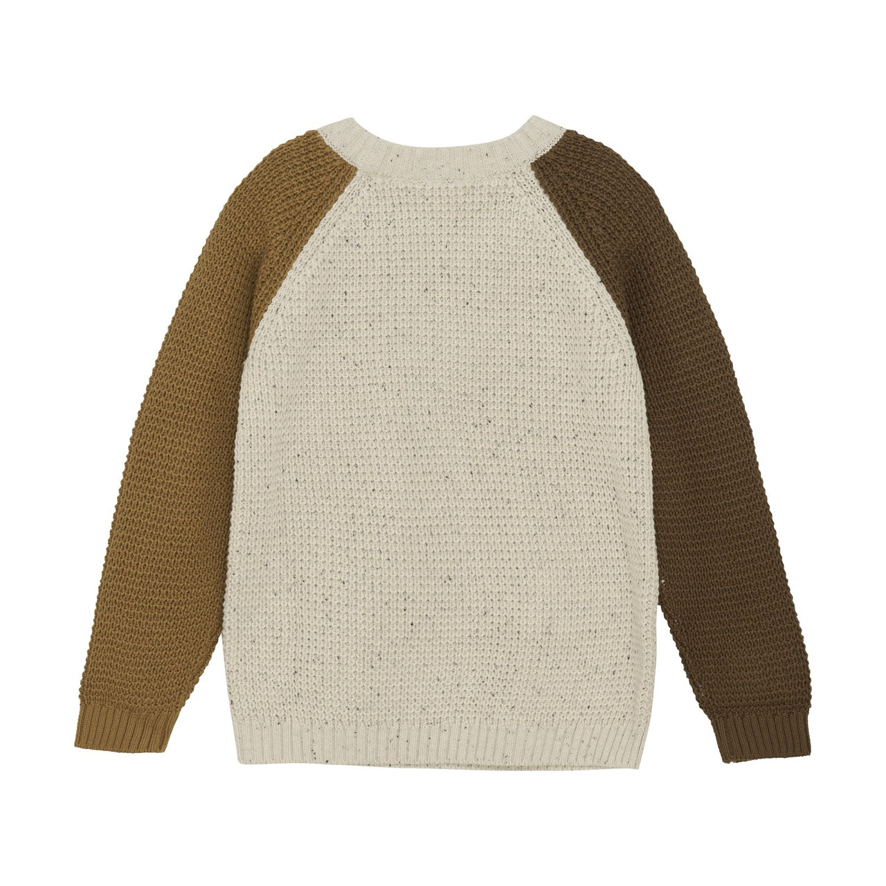 Color Block Knit Sweater- Beige Melange