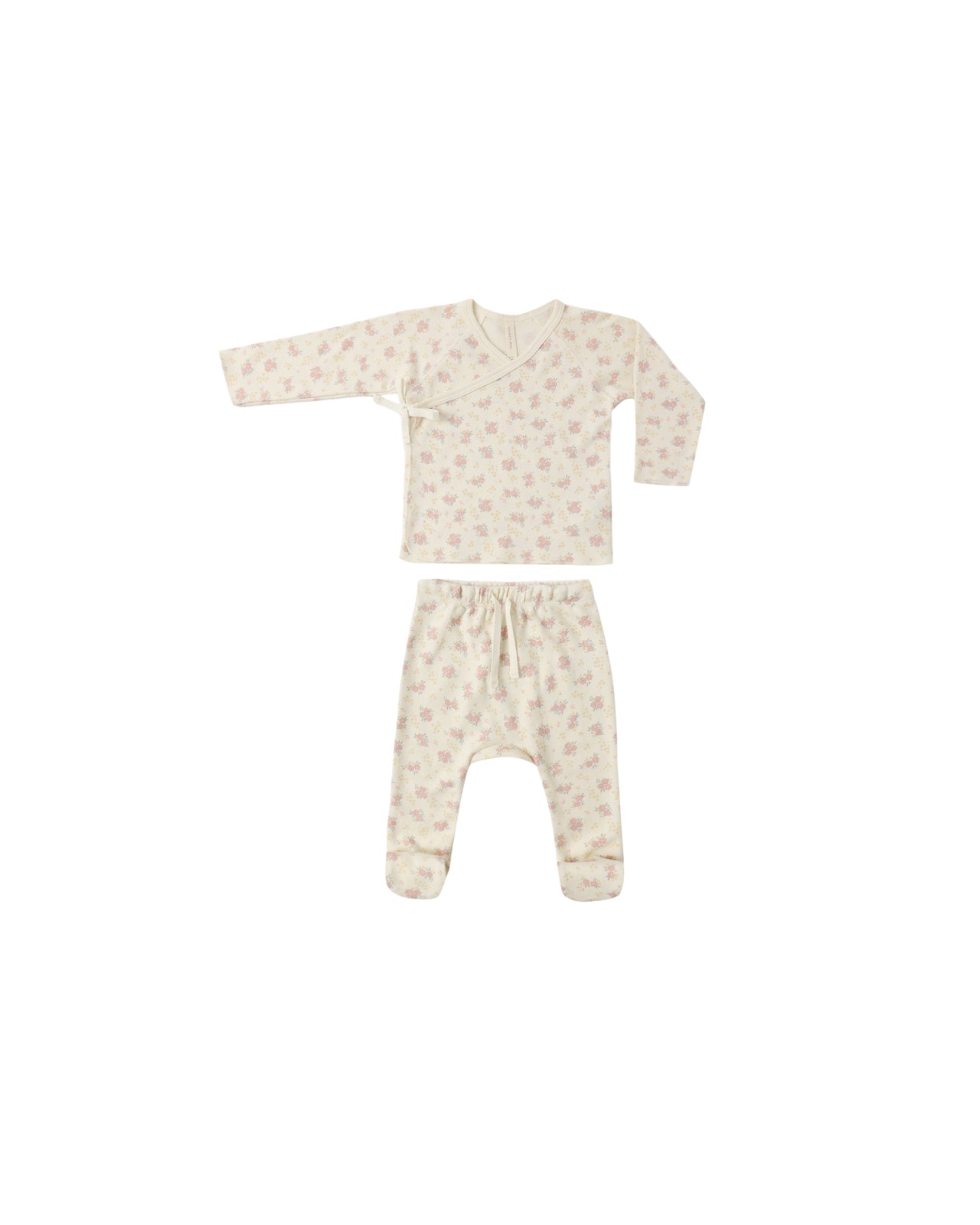 Wrap Top + Footed Pant Set Flower Field
