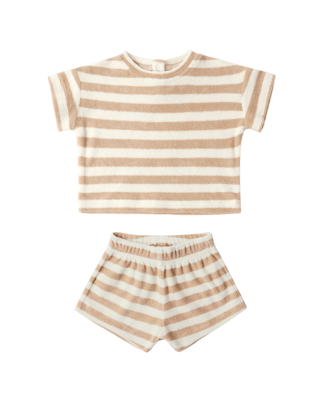 Terry Tee + Short Set Latte Stripe