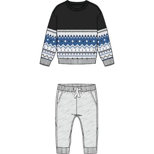 Heather Grey Fair Isle Sweatshirt & Jogger Set