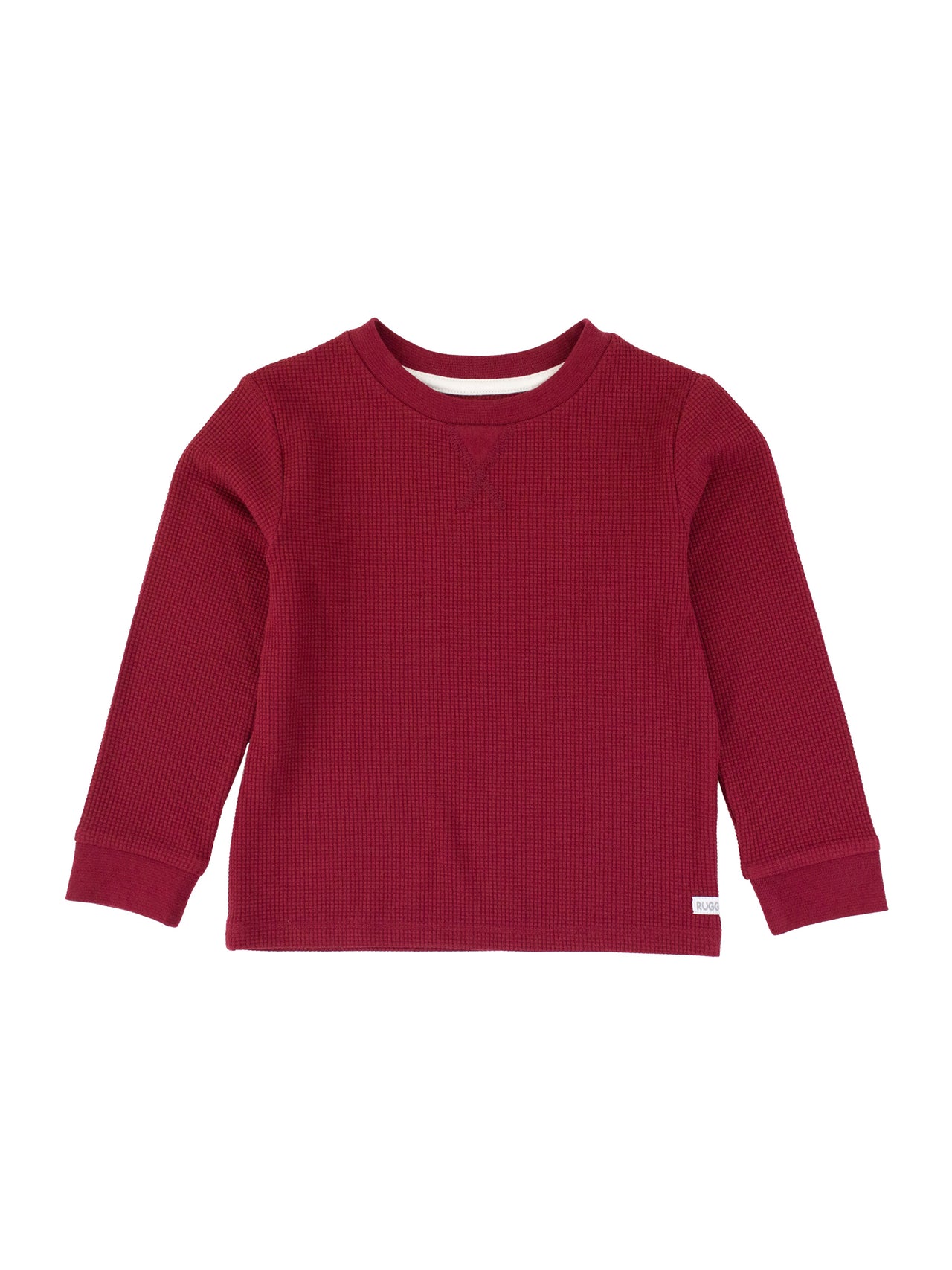 Dark Cherry Waffle Knit Long Sleeve Crew