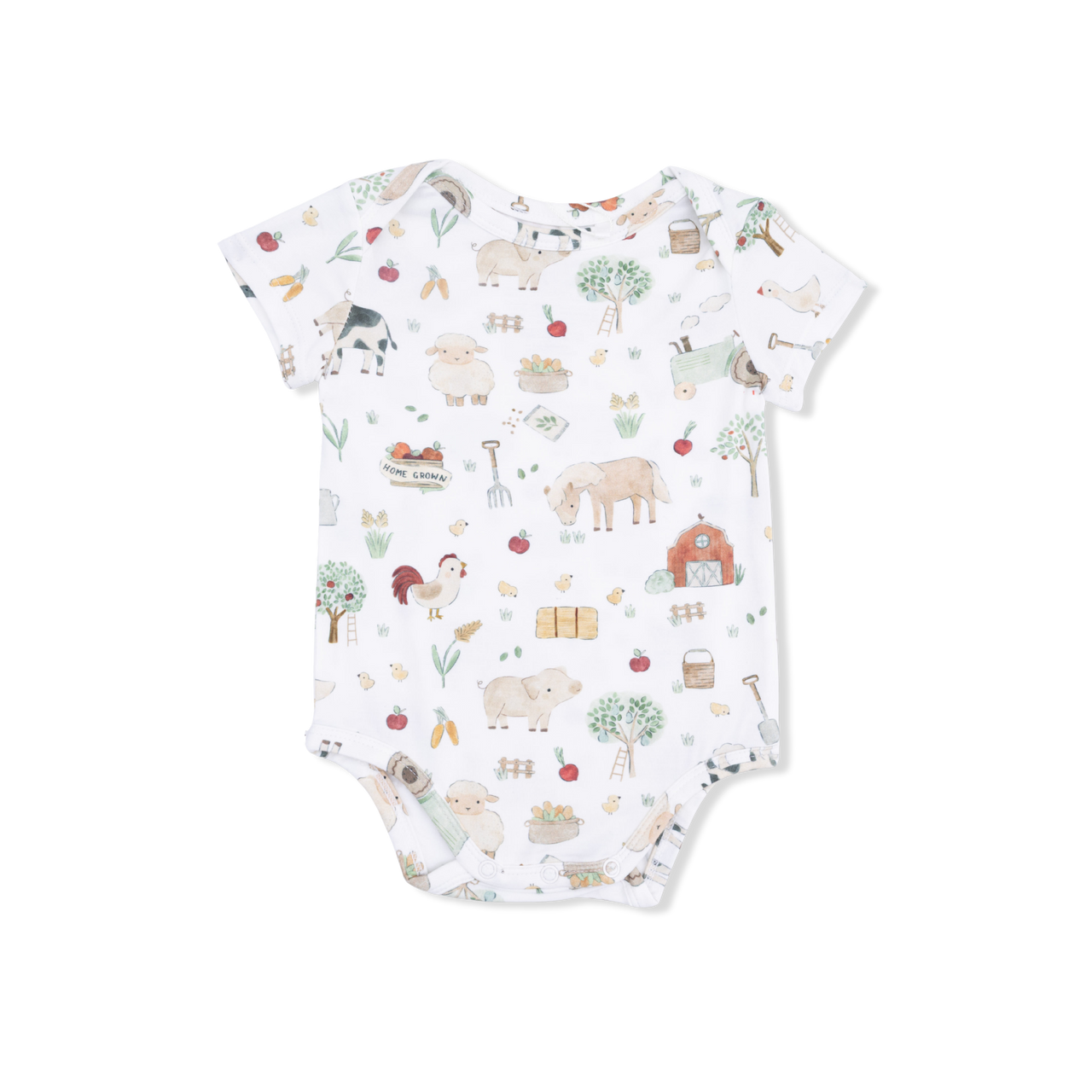 Cute Farm Animals Uni Short Sleeve Bodysuit