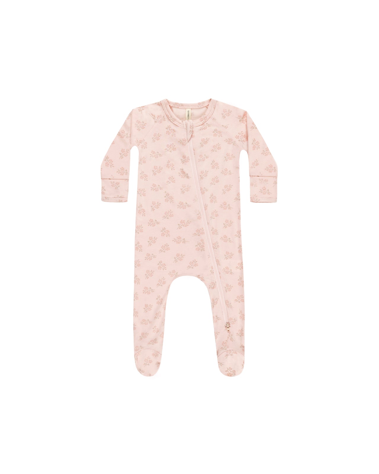 Zippered Footie- Pink Blossom