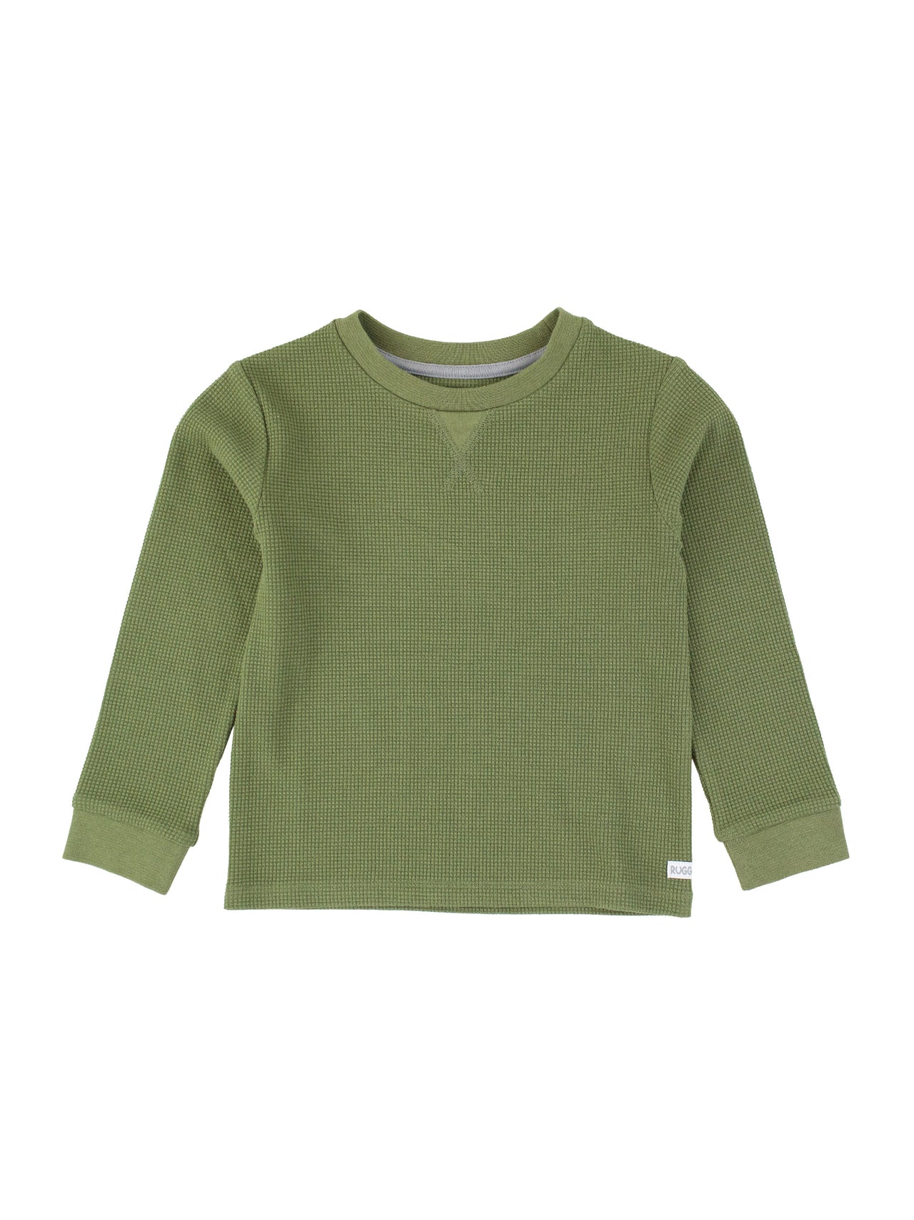 Dusty Olive Waffle Knit Long Sleeve Crew