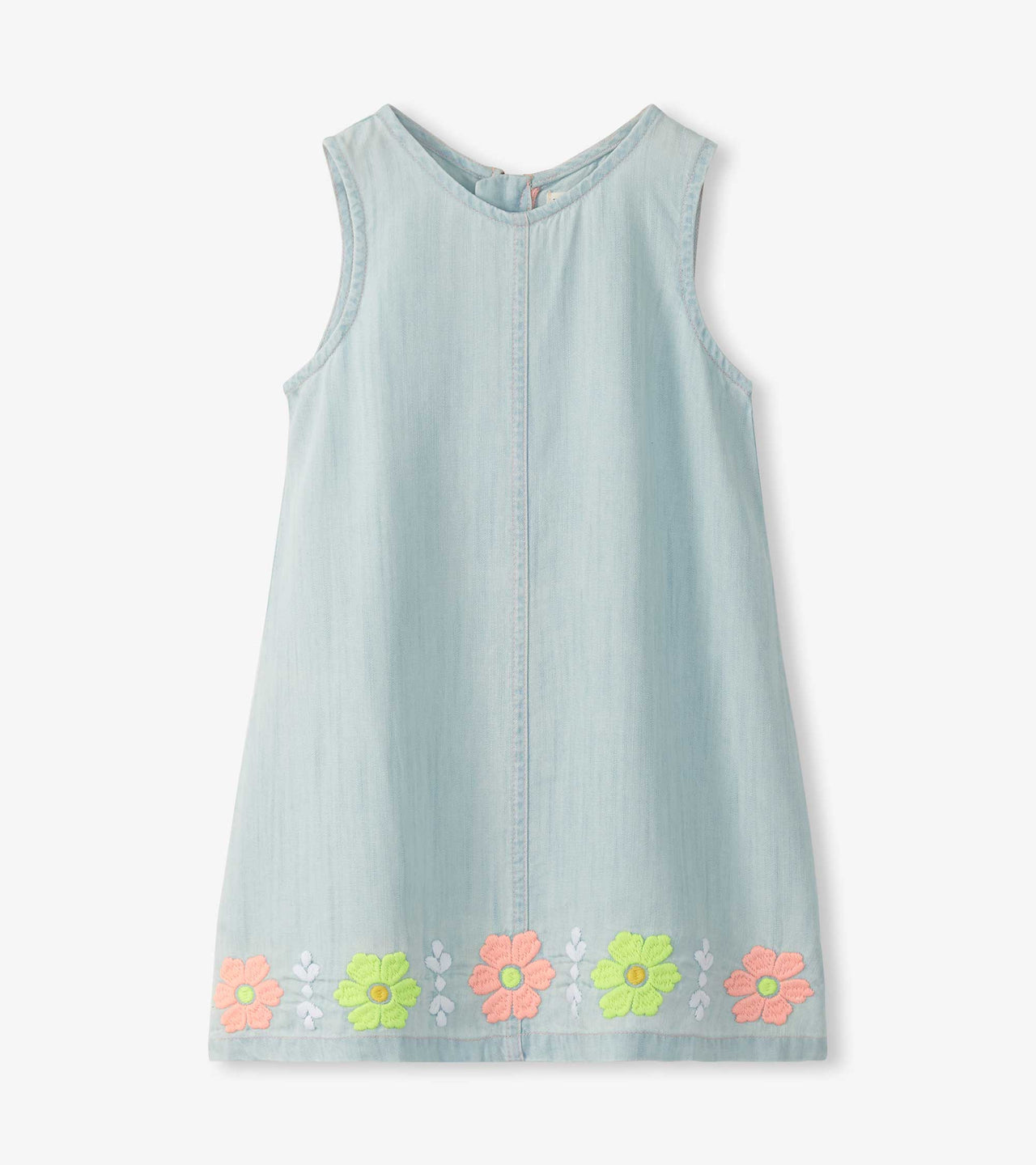 Soft Blue Tencel Embroidered Pinafore Dress