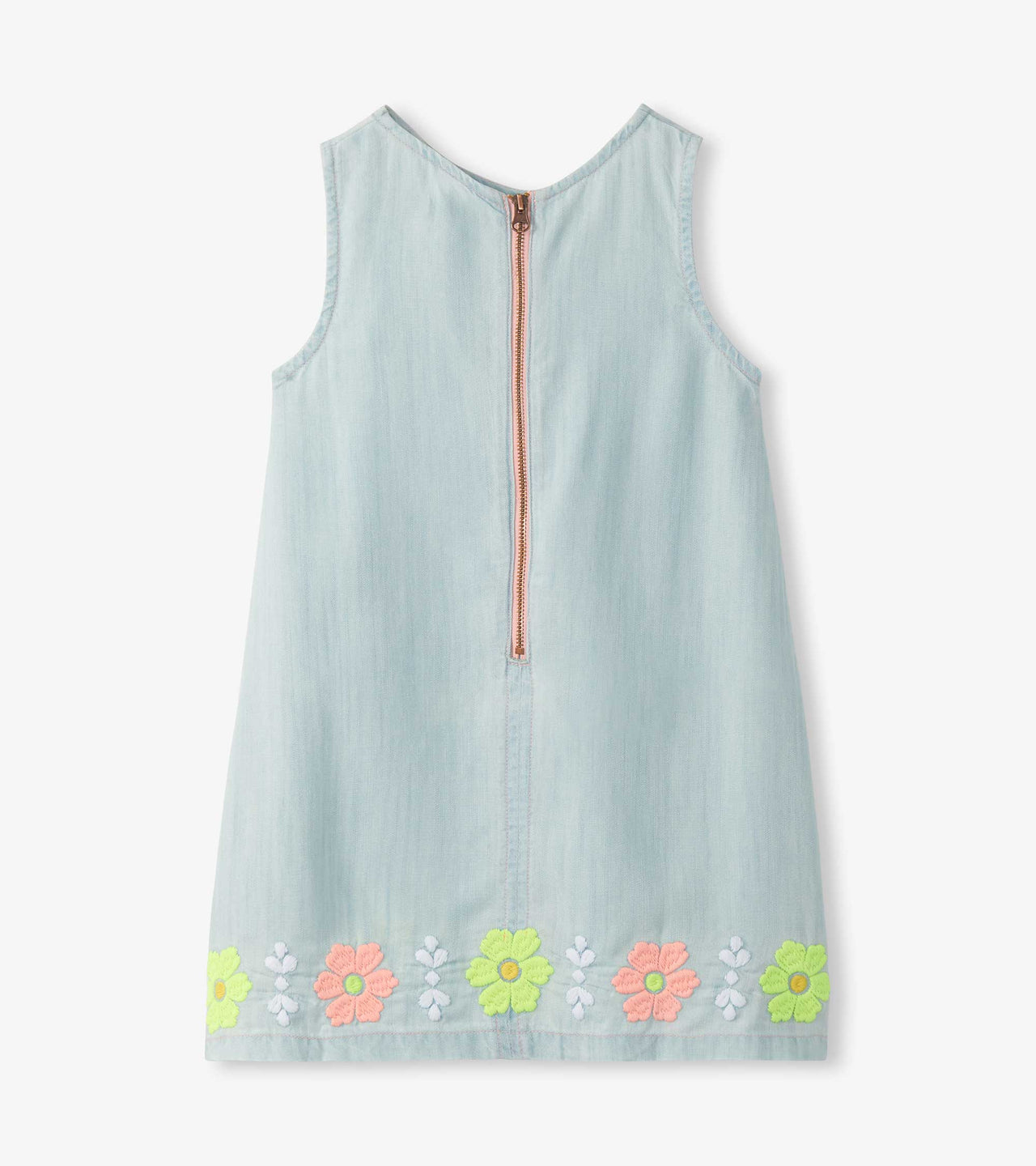 Soft Blue Tencel Embroidered Pinafore Dress