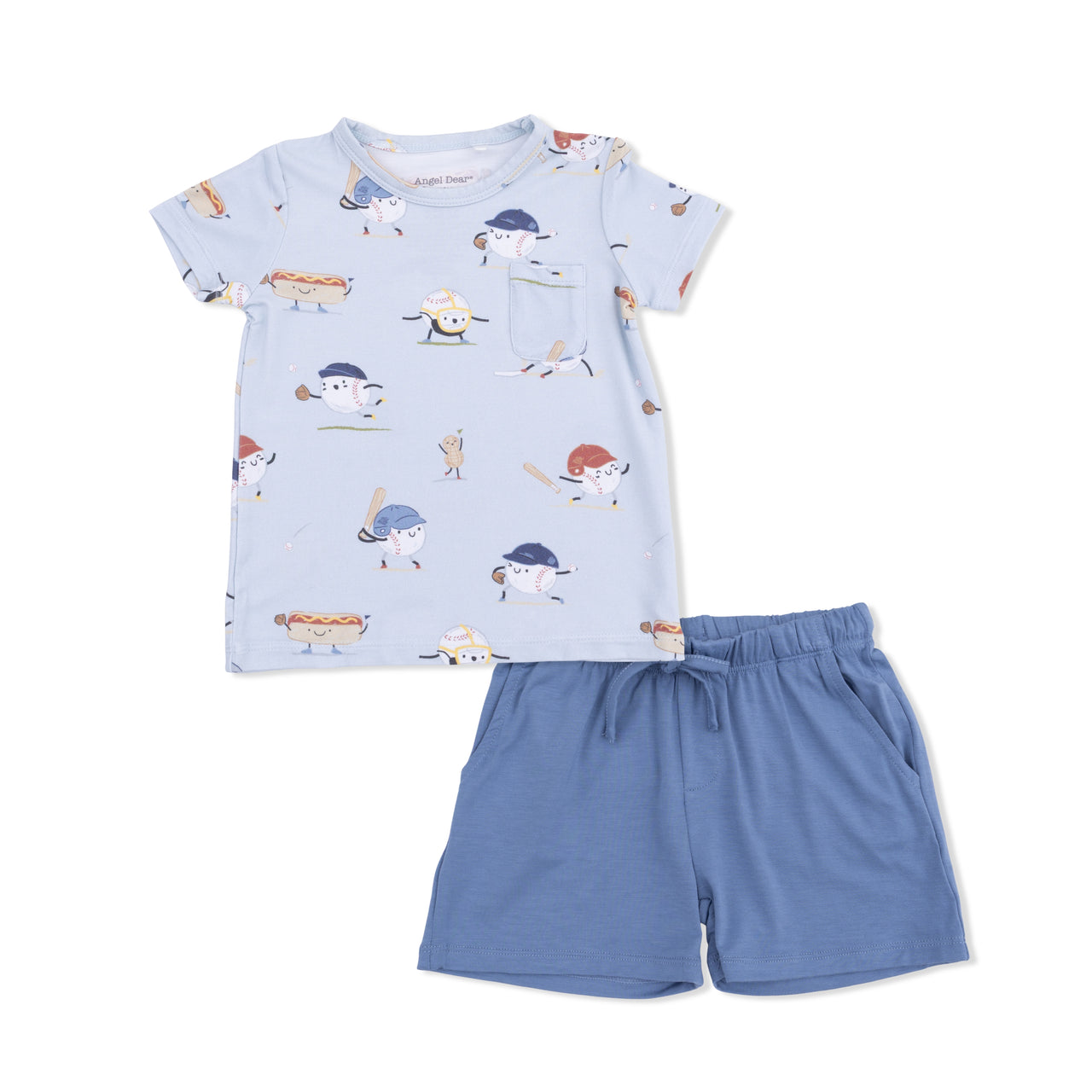 Baseballs Playing Baseball Crew Neck with Casual Short