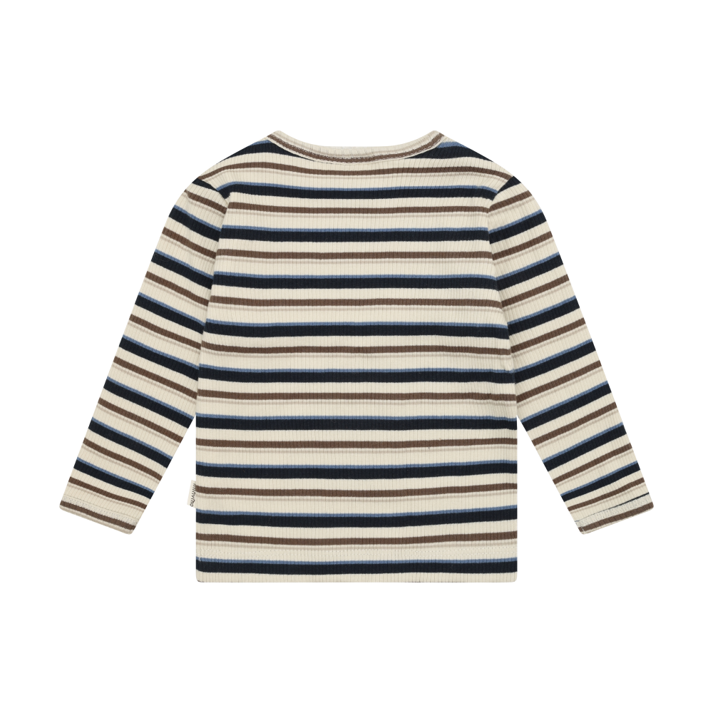 Long Sleeve Ribbed Striped Tee- Dark Sapphire