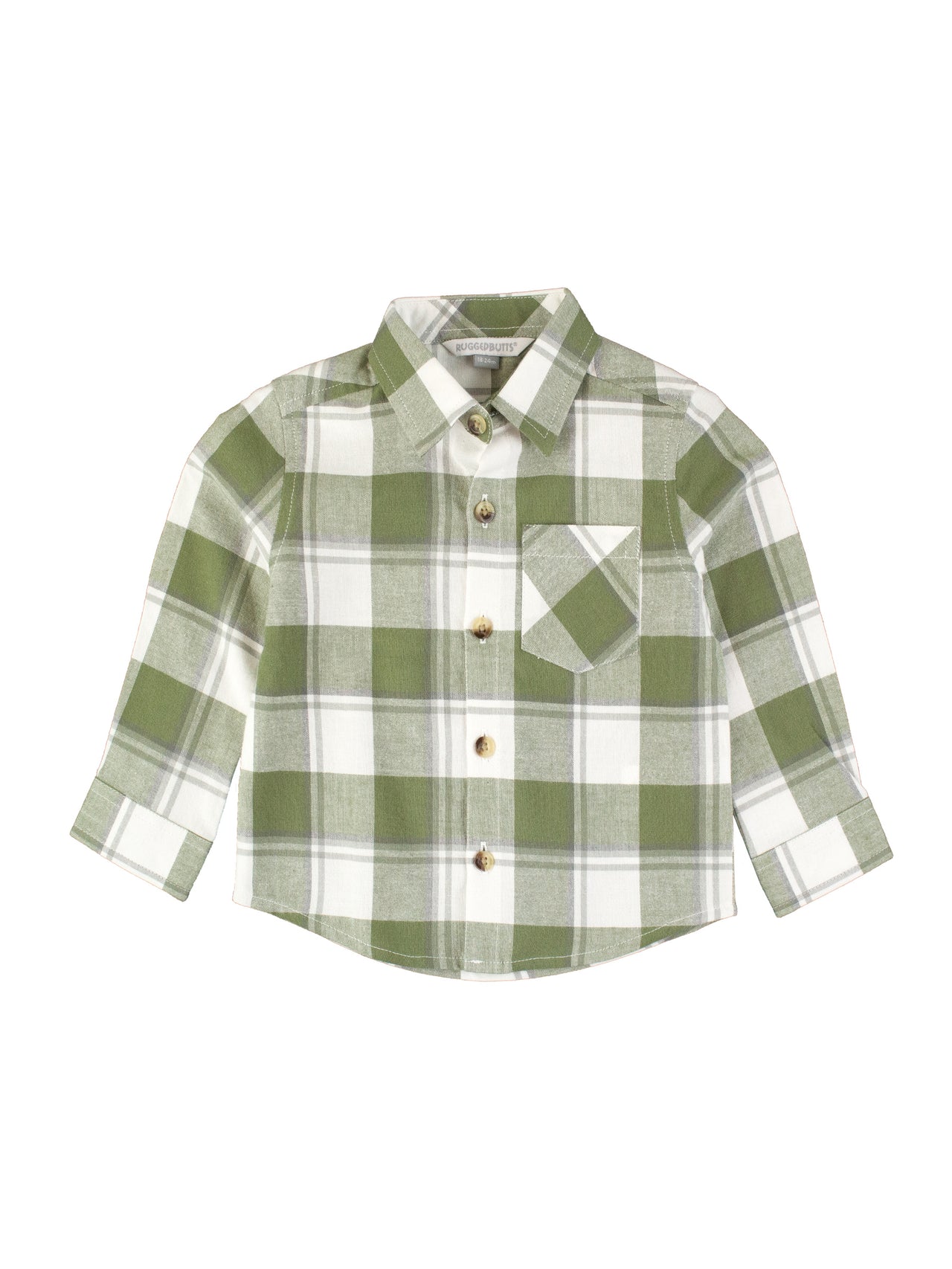 Dusty Olive Plaid Button Down Flannel Shirt