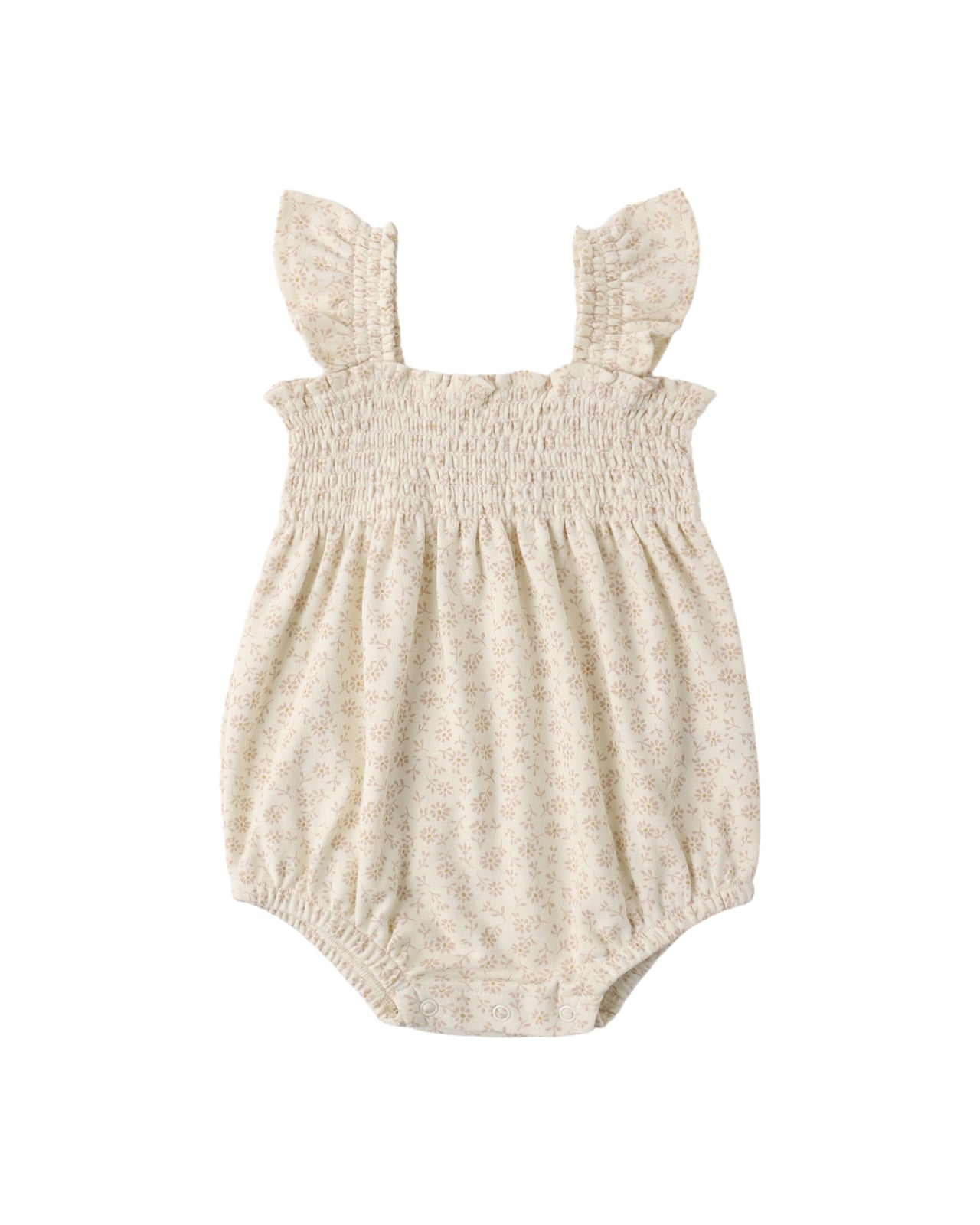 Smocked Ruffle Sleeve Romper - Ivory Ditsy