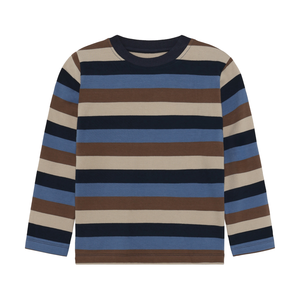 Striped Long Sleeve T-shirt- Dark Sapphire