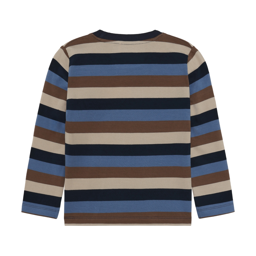 Striped Long Sleeve T-shirt- Dark Sapphire
