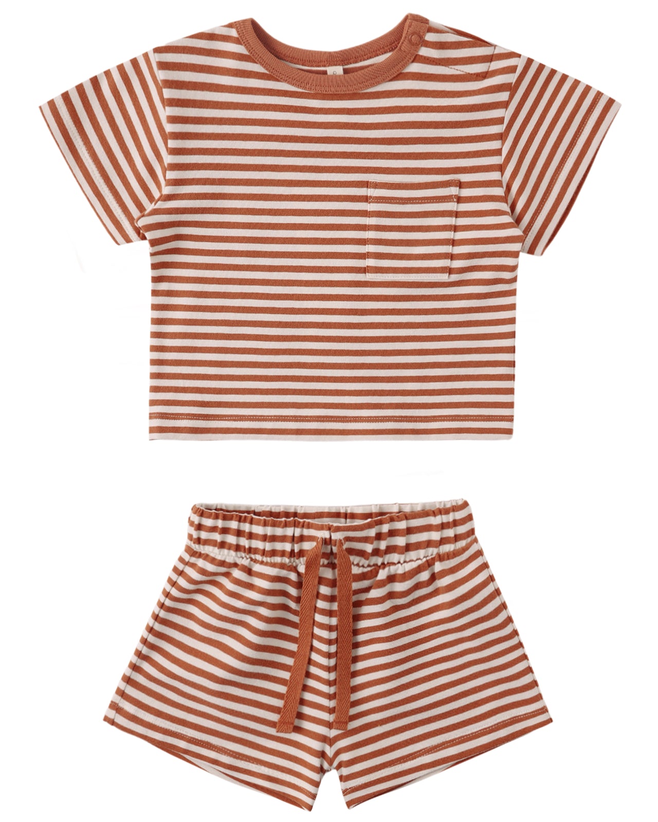 Boxy Pocket Tee Set - Poppy Stripe