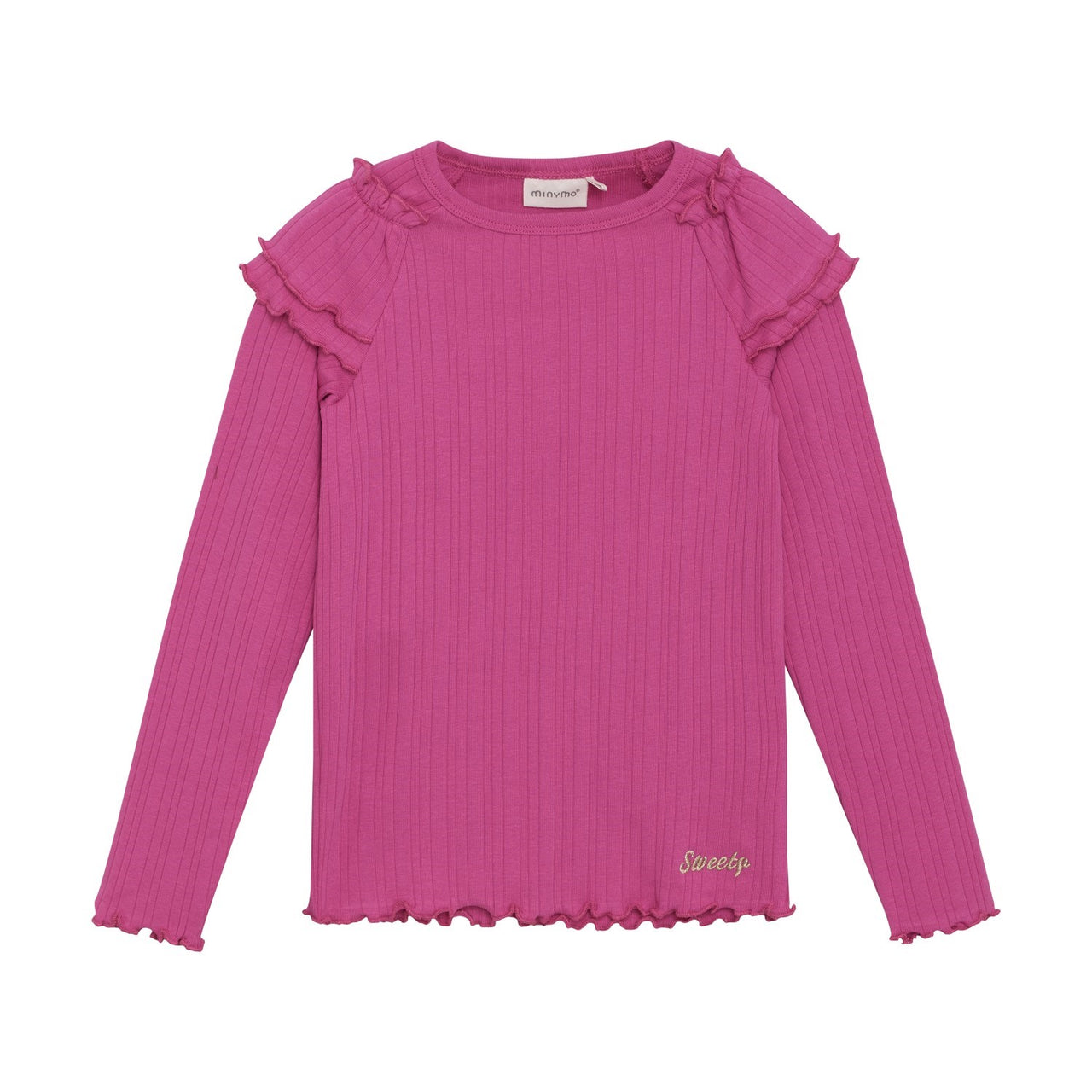 Long Sleeve Ribbed T-shirt- Fuchsia Fedora