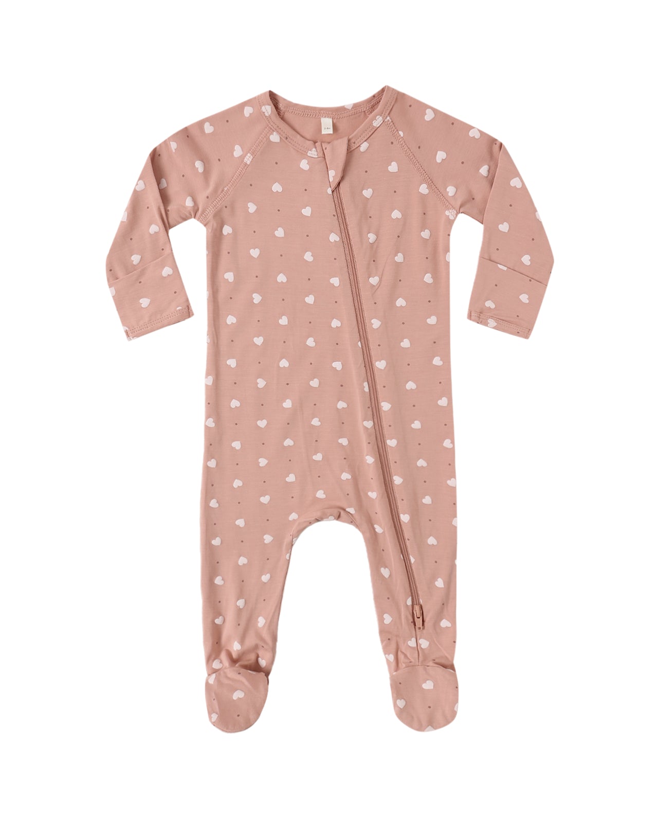 Zippered Footie- Pink Hearts