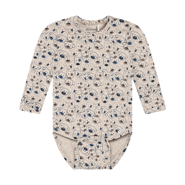 Long Sleeve Bodysuit- Beige Melange