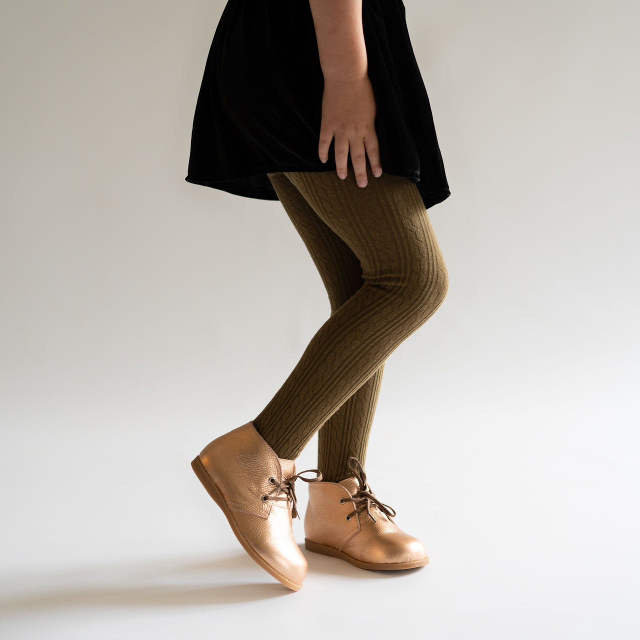 Olive Cable Knit Tights