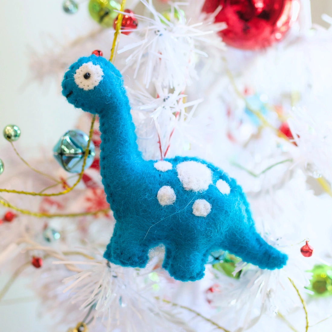 Blue Brachiosaurus Dino Felt Ornament