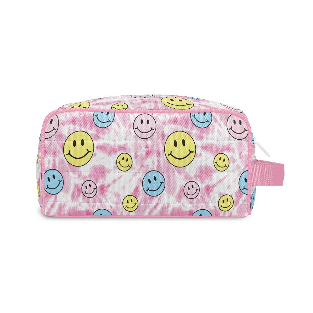 Pink Tie-Dye Smile Puffer Cosmetic Bag