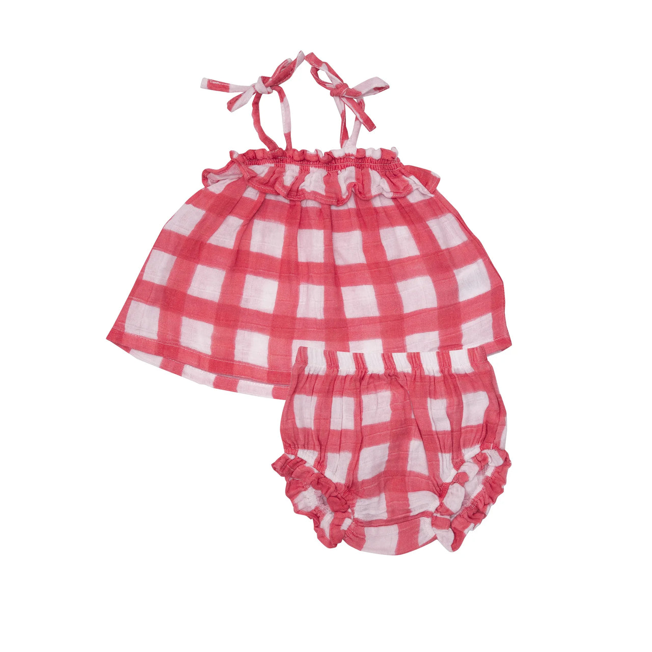 Ruffle Top & Bloomer- Painted Gingham Red