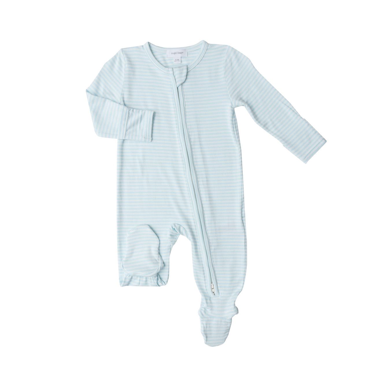 Zippered Footie- Bunnies Blue Stripe